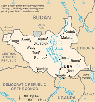This CIA map uses the provincial borders that existed at the time Sudan gained independence in 1956. In 1960, small sections were transferred to northerly provinces. The Comprehensive Peace Agreement of 2005 ending the second Sudanese civil war provided that the border between southern and northern Sudan would be restored to its 1956 state.