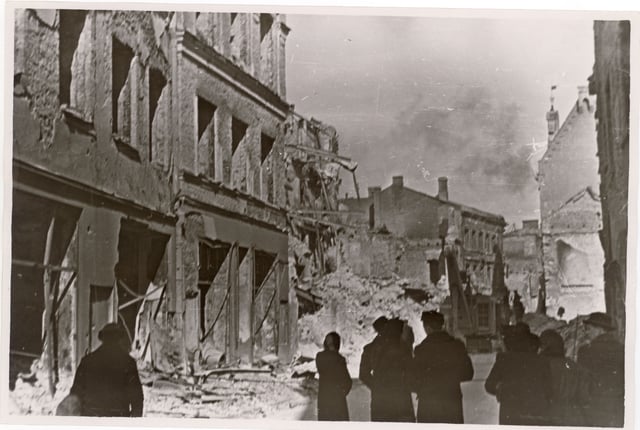 The old town of Tallinn after bombing by the Soviet Air Force in March 1944