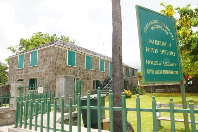 The Hamilton House, Charlestown, Nevis. The current structure was rebuilt from the ruins of the house where Alexander Hamilton was born and lived as a young child.