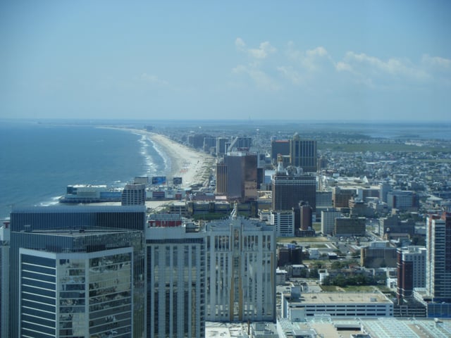 Atlantic City, looking southward, is an oceanfront resort and the nexus of New Jersey's gambling industry.