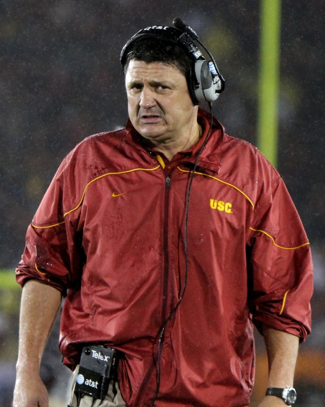 Orgeron during a USC game in 2010