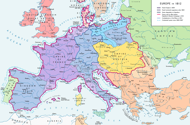 The French Empire in 1812 at its greatest extent