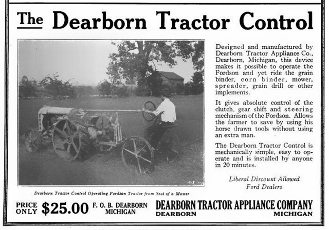 Dearborn Tractor Control, Farm Mechanics magazine, 1922