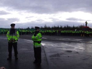 Gardaí at the site of the proposed Corrib gas refinery in Erris, County Mayo