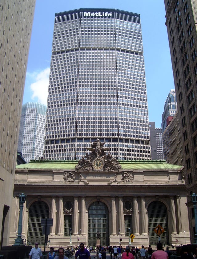 The MetLife Building was completed in 1963 above Grand Central Terminal.