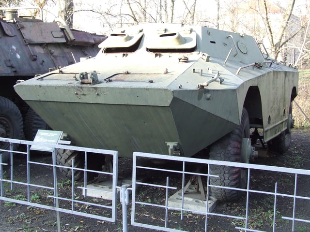 Polish D-442 FÚG in a museum. The armoured shutters with integral vision blocks on the windshields and a single firing port on the left hand side of the hull are visible