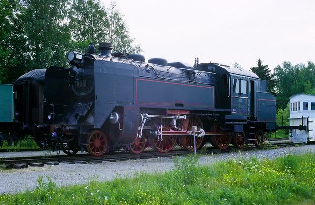 Henschel built (1941) 4-6-4 VR Class Pr2 steam locomotive (no. 1800) at Haapamäki Steam Locomotive Museum in Keuruu, Finland