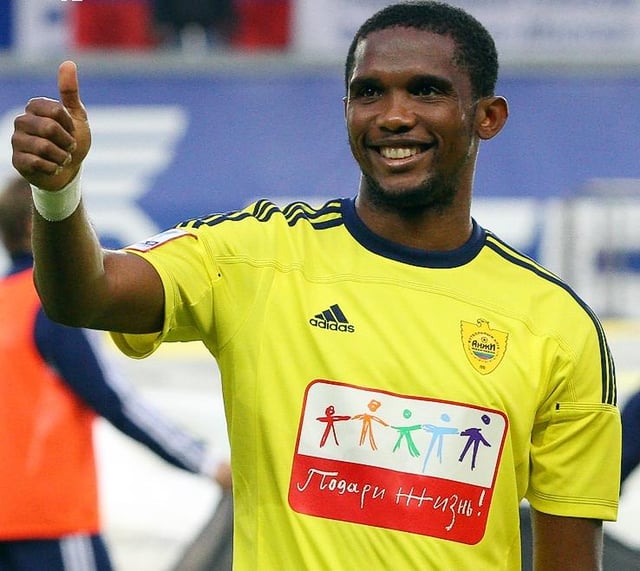 Eto'o with Anzhi Makhachkala in a Russian Cup game against FC Dynamo Moscow, September 2011