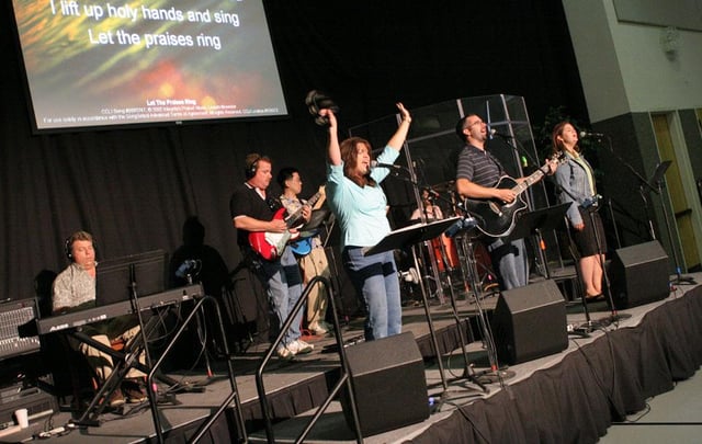 A modern Protestant worship band leading a contemporary worship session