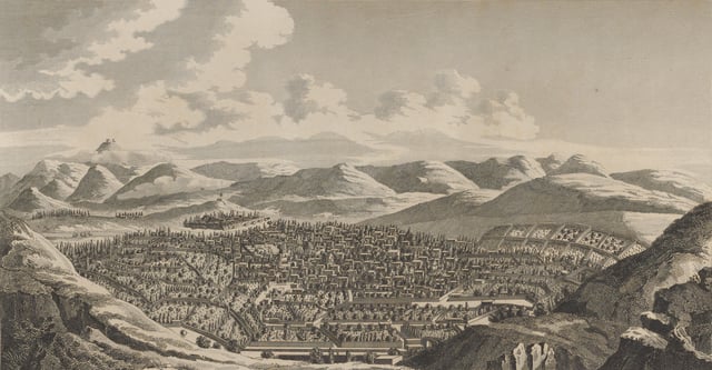 An illustration of Yerevan by French traveler Jean Chardin in 1673 while he was travelling through the Safavid Empire