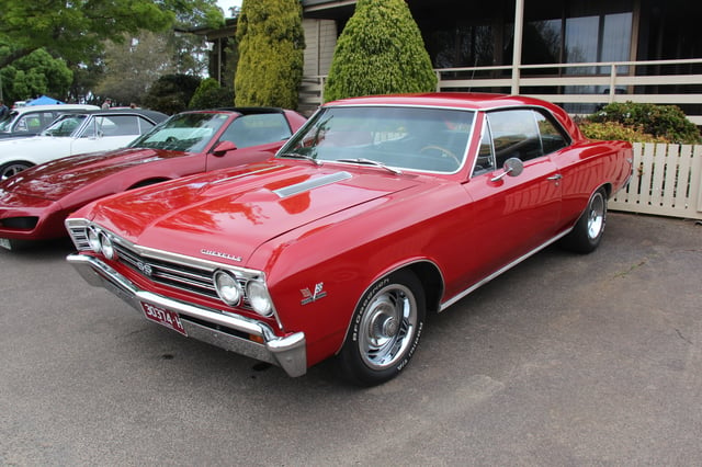 A red 1967 Chevrolet Malibu