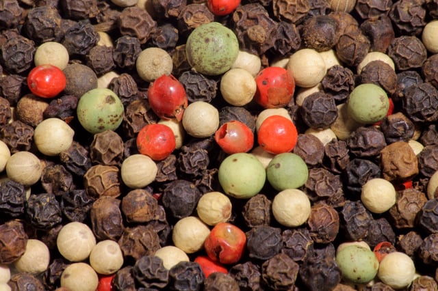 Black, green, pink, and white peppercorns. In terms of spice trade, the VOC was an early pioneering model of the global supply chain in its modern sense. Dutch word "peperduur" – which literally translated as "pepper expensive" or "as expensive as pepper" – is an expression for something that is very costly.