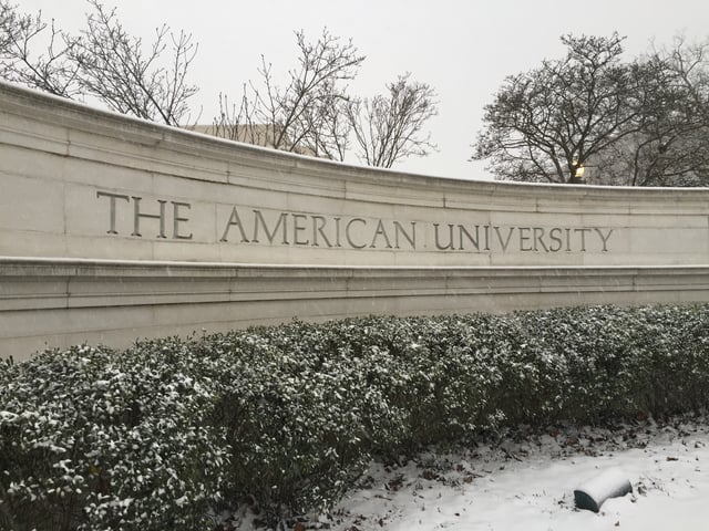 The front gate at American University
