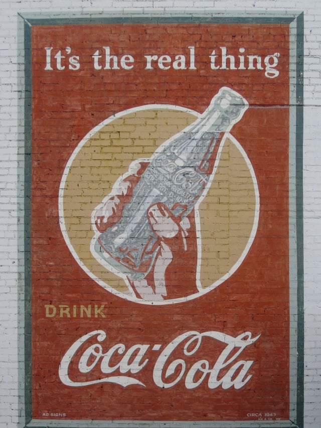 This refurbished Coca-Cola advertisement from 1943 is still displayed in Minden, Louisiana.