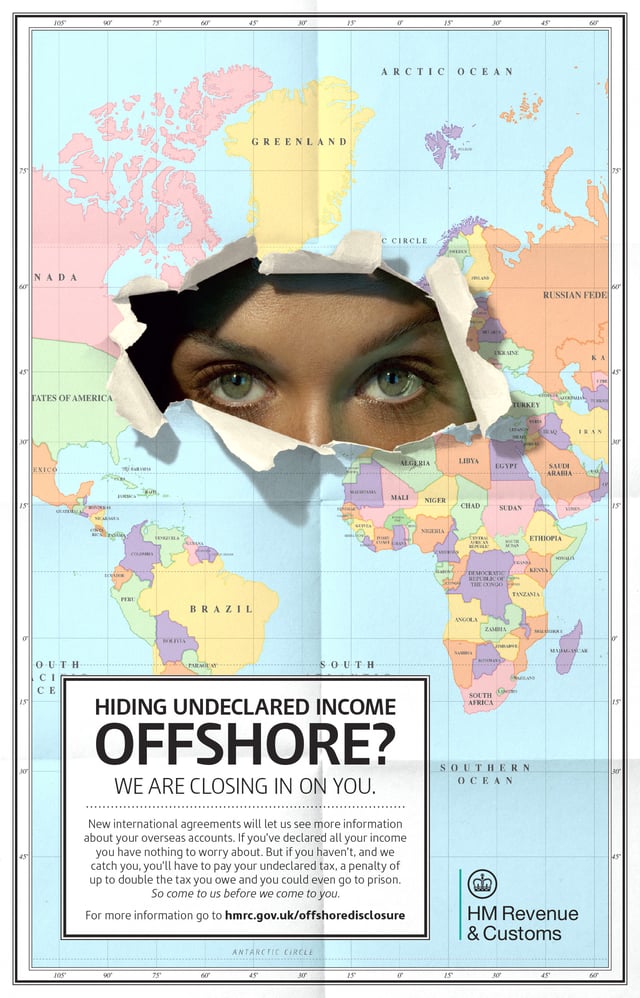 Poster issued by the British tax authorities to counter offshore tax evasion