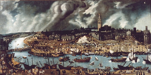 View of Seville and its port in the 16th century, by Alonso Sánchez Coello.