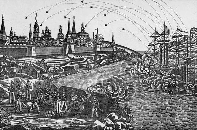 "Bombardment of the Solovetsky Monastery in the White Sea by the Royal Navy", a lubok (popular print) from 1868