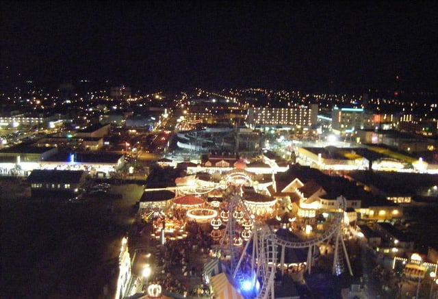 View of Wildwood, Cape May County from the Mariner's Landing Ferris wheel at night