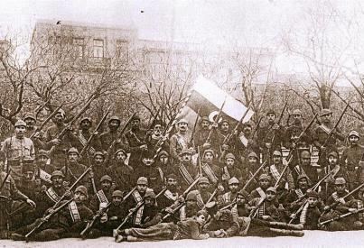 Soldiers and officers of the army of Azerbaijan Democratic Republic in 1918