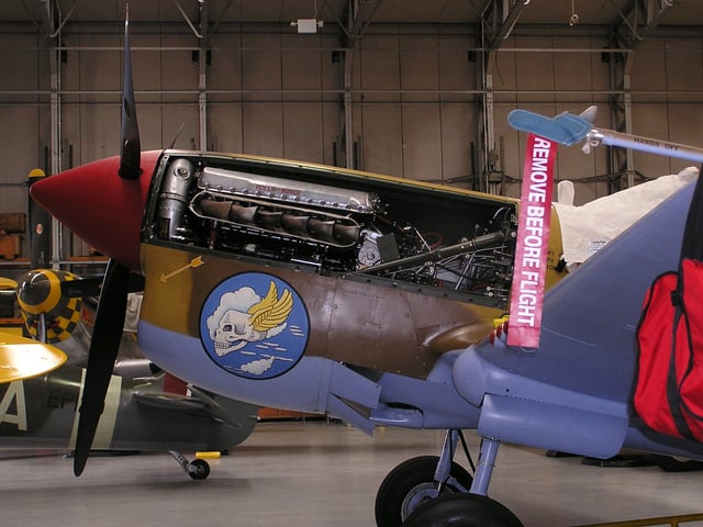 The Fighter Collection's P-40F G-CGZP, showing Merlin 500 engine.