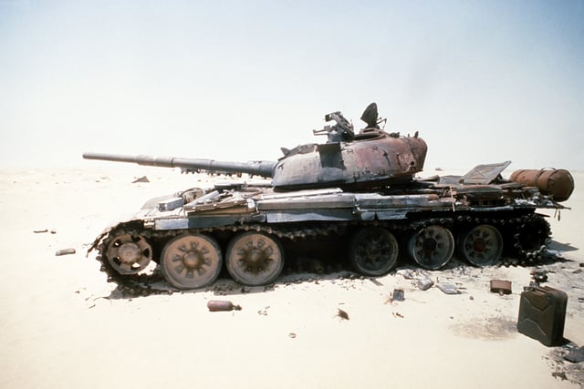 Iraqi 'Saddam' main battle tank destroyed during Operation Desert Storm