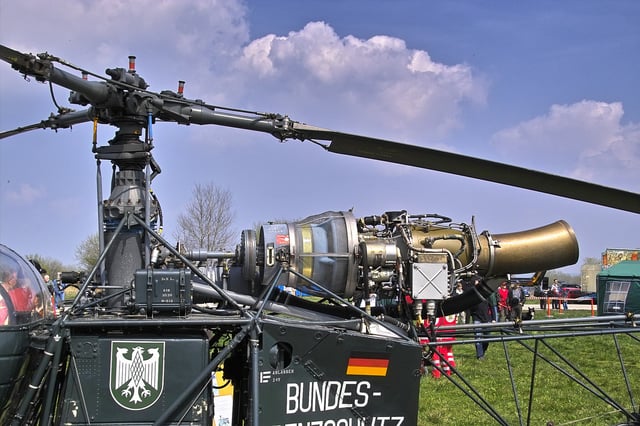 Closeup of a Turbomeca Astazou IIA turboshaft engine