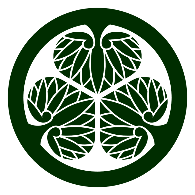 The mon of the Tokugawa shōguns—three hollyhock leaves inside a circle