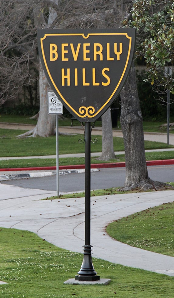 Sign marking the Beverly Hills city limits