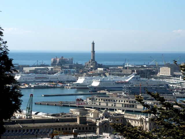 Panorama of port of Genoa