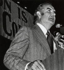 McGovern speaking at an October 1972 rally in Houston during the final weeks of the campaign