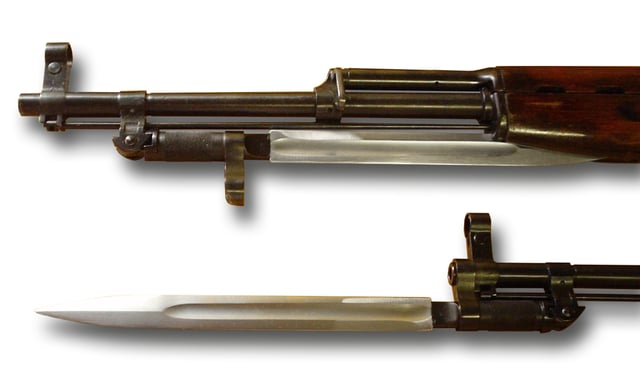 An SKS-type bayonet in its closed (folded back) and open positions
