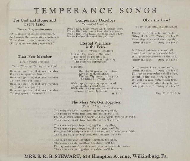 This is the songbook used at the Women's Temperance Organization from Wilkinsburg, Pennsylvania