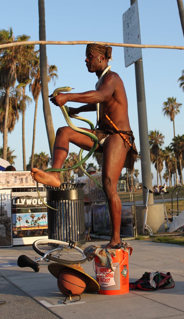 King Solomon the Snake Charmer on the Venice boardwalk