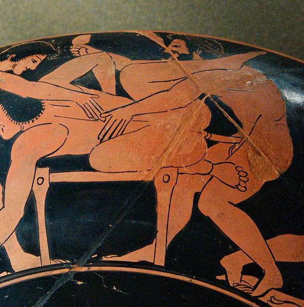 Depiction of anal sex on 510 BC Attic red-figure kylix