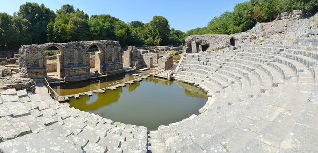 The remains of the ancient amphitheatre in Butrint.
