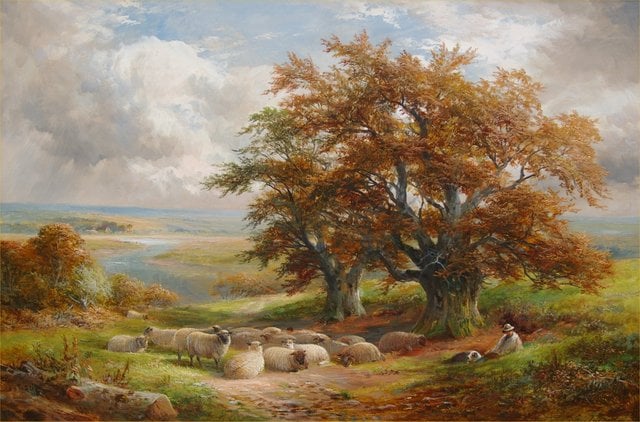 Shepherd and Flock by the Trent by Turner