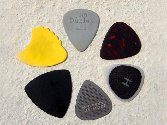 A variety of guitar picks