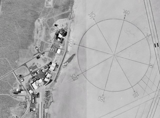 The world's largest compass rose is painted on the lake bed beside NASA's Armstrong Flight Research Center.