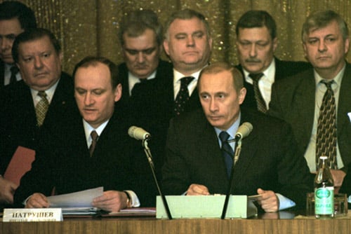 Putin and Nikolai Patrushev at a meeting of the board of the Federal Security Service