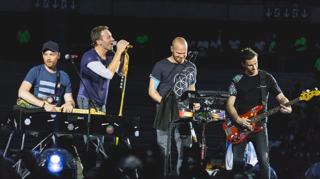 Coldplay playing the second of three sold-out concerts at Stade de France in Paris in July 2017.