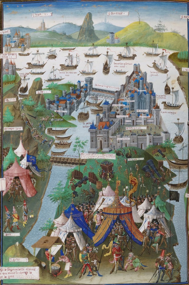 The siege of Constantinople in 1453, depicted in a 15th-century French miniature