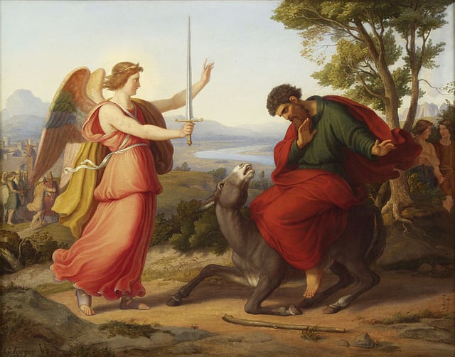Balaam and the Angel (1836) by Gustav Jäger. The angel in this incident is referred to as a "satan".