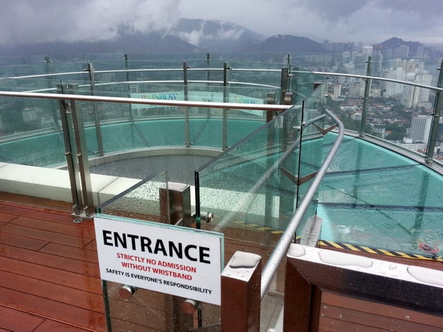 The Rainbow Skywalk at the top of Komtar Tower is the highest outdoor glass footwalk in Malaysia.