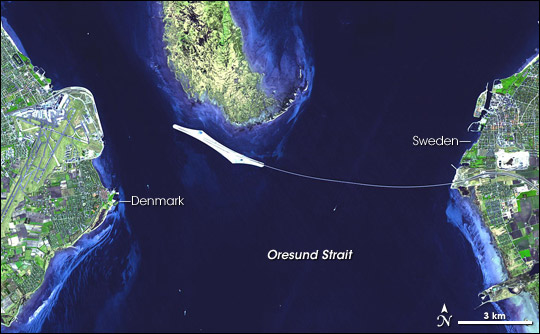 Satellite image of the Øresund Bridge