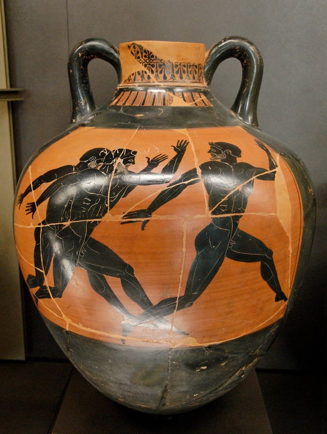 A Greek vase from 500 BC depicting a running contest