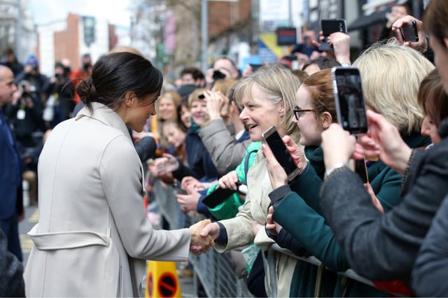 Markle greeting the public in Belfast, March 2018