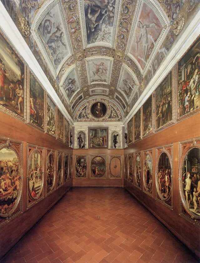 The richly decorated Studiolo of Francesco I