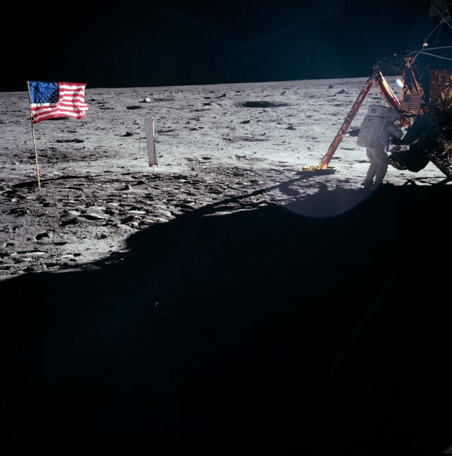 Neil Armstrong working at the Lunar Module Eagle during Apollo 11 (1969)