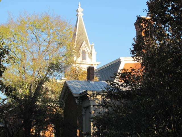 Benson Science Hall, one of the first campus buildings, houses the English and history departments.