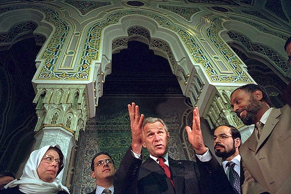 President George W. Bush inside the Islamic Center of Washington D.C., the USA